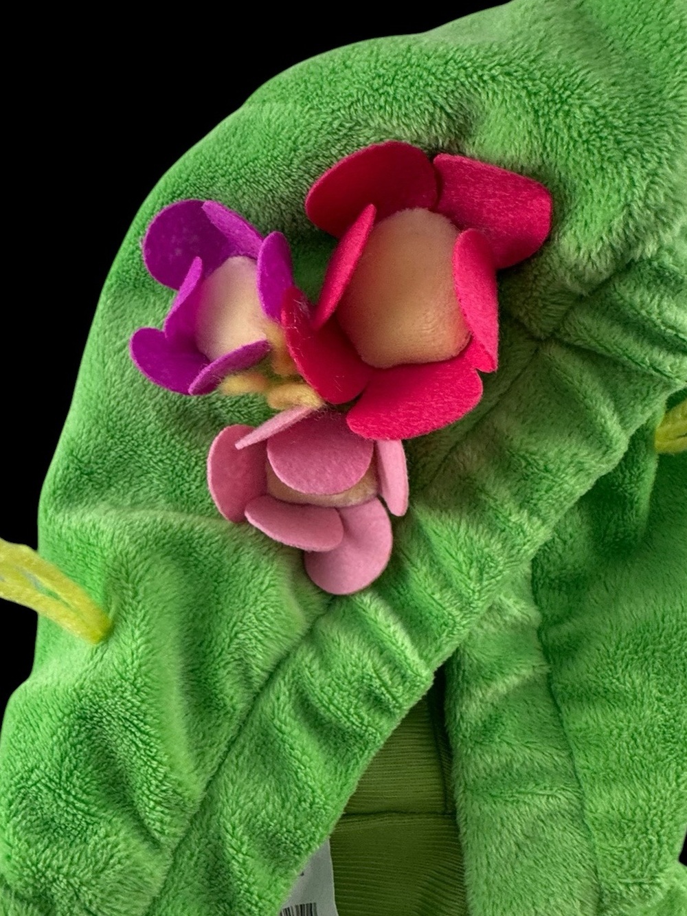 Green Cactus Hooded Halloween Costume with Flower Accent and matching booties - Picture 3 of 5